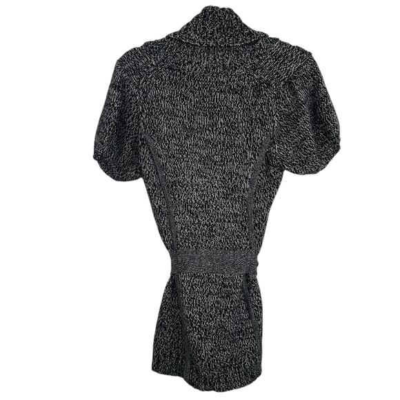 BCBGMaxazria Marled Shawl Cardigan‎ S Short Sleeve Belted Merino Wool Blend - Picture 5 of 8